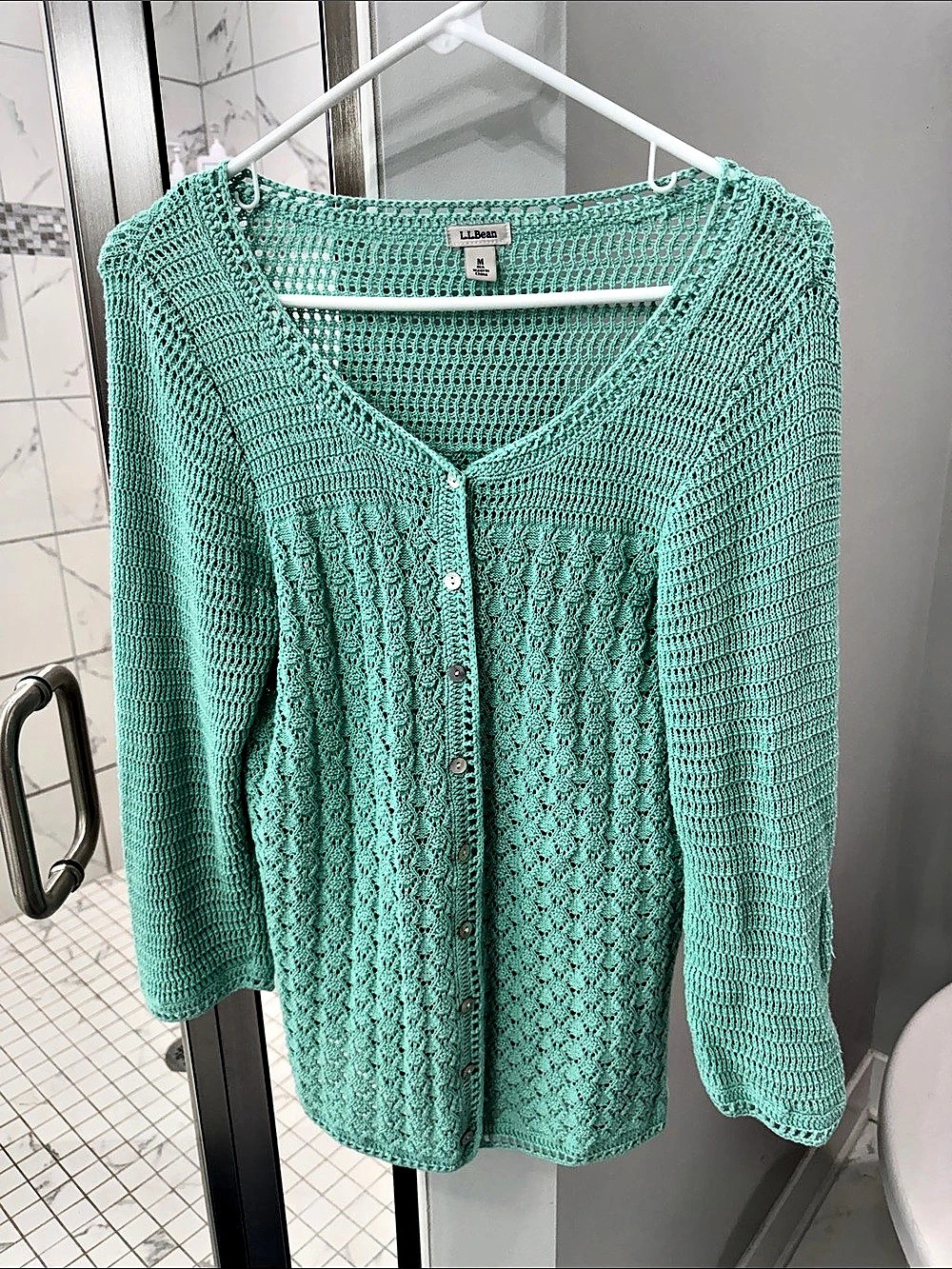 L.L.Bean Open Knit Button Front Cardigan